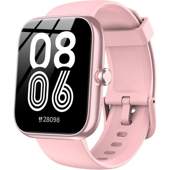Pink Smart Watch for Men Women Heart Rate Sleep Tracker for iPhone Android - Picture 1 of 7